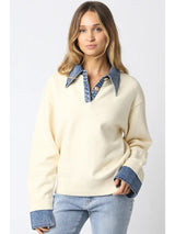 ARCHIE DENIM COLLARED SWEATER