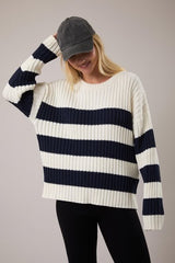 NAVY & CREAM STRIPED SWEATER