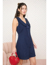 Sailor Neck Tie Strap Mini Dress