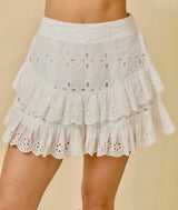 Coastal Eyelet Ruffle Mini Skort