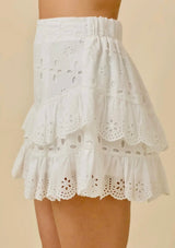 Coastal Eyelet Ruffle Mini Skort