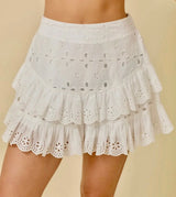 Coastal Eyelet Ruffle Mini Skort