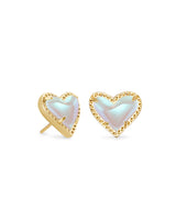 ARI HEART  STUD  EARRING GOLD DICHROIC GLASS