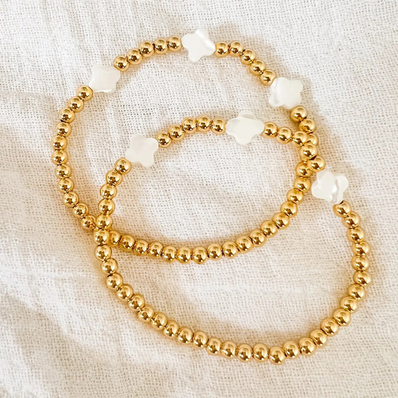 Gold  Plated Clover Beaded Bracelet