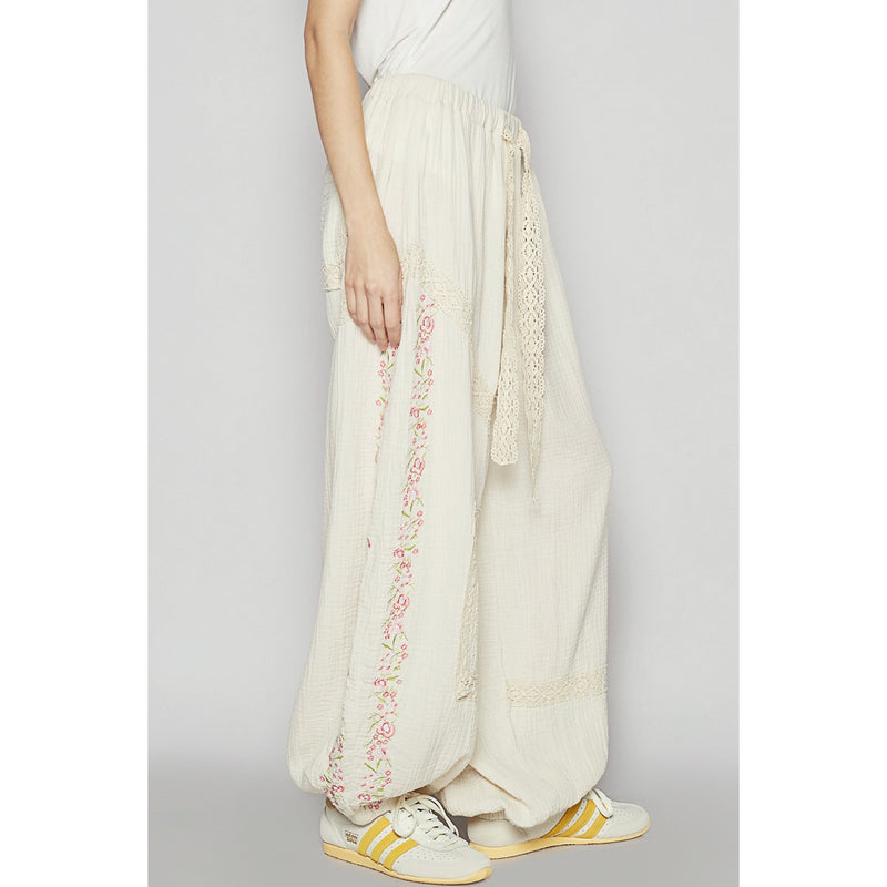 Petal & Thread Embroidered Jogger