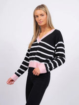 BOBBIE STRPE SWEATER  V-NECK