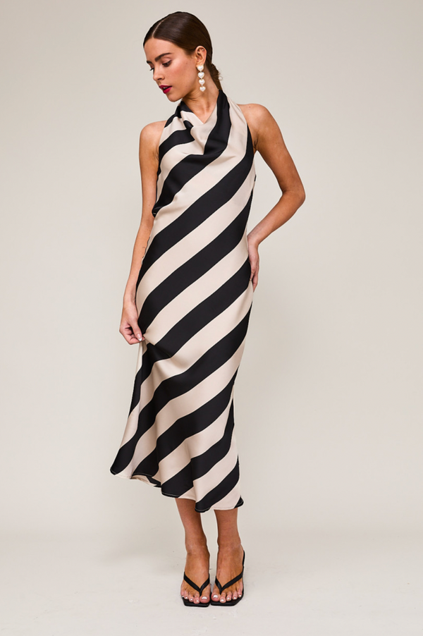 Striped Halter Midi Dress