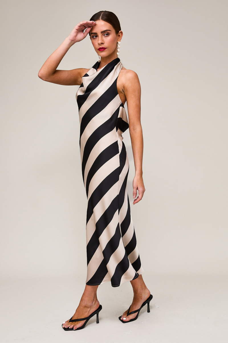 Striped Halter Midi Dress