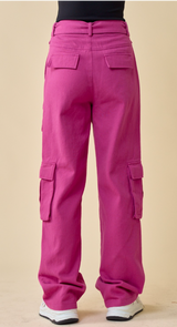 CARA CARGO PANTS-FUCHSIA