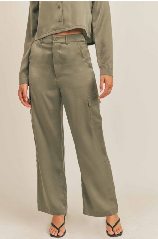 BIANCA SATIN CARGO PANTS