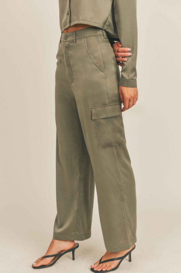 BIANCA SATIN CARGO PANTS