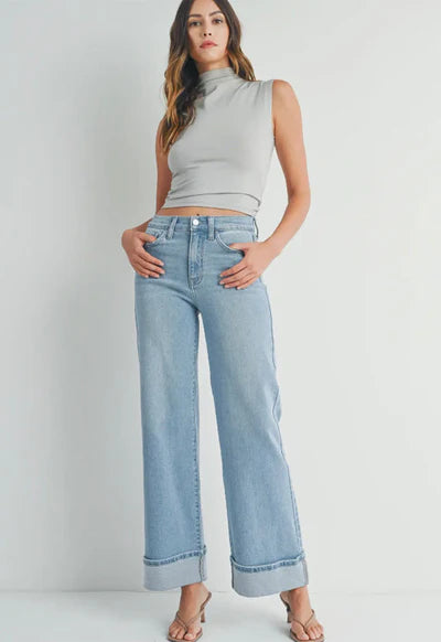 JBD Cuffed Palazzo Jeans