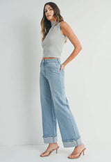 JBD Cuffed Palazzo Jeans