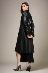 Faux Leather Belted Coat