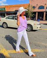 Lavender V Neck Top