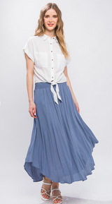 Tulum  High Rise Maxi Skirt - Azure