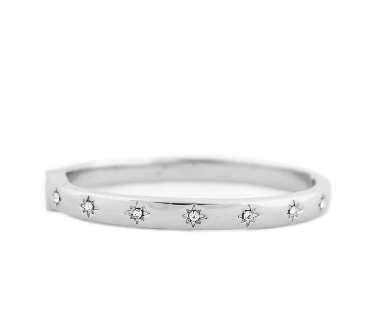 Silver Crystal Starburst Bangle