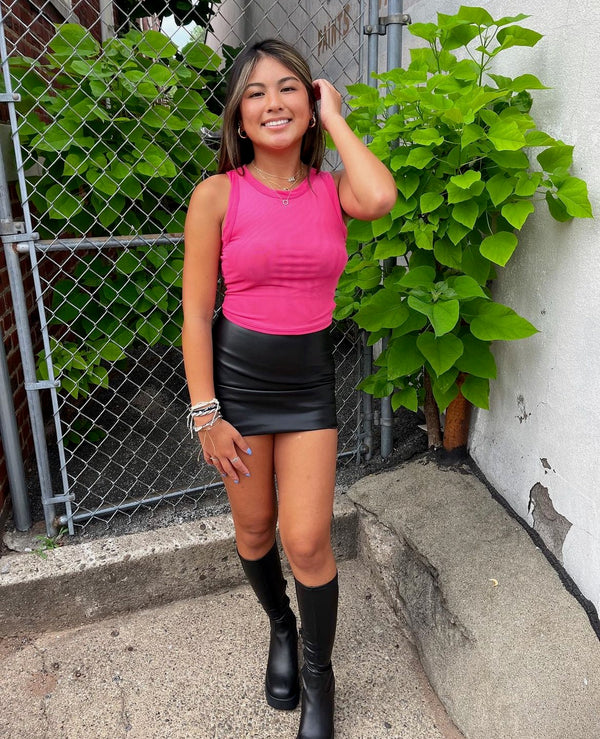 BROOKLYN VEGAN LEATHER MINI SKIRT