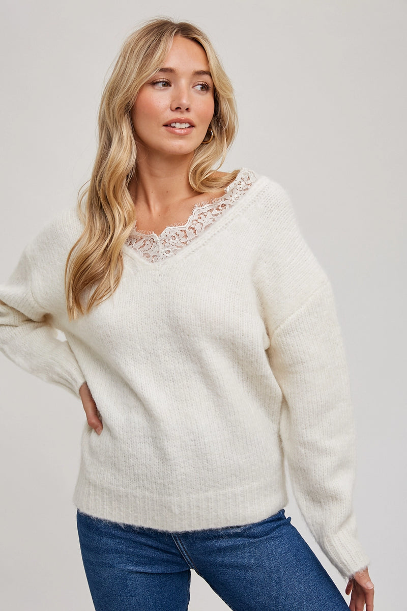 Quinn Lace V-Neck Sweater