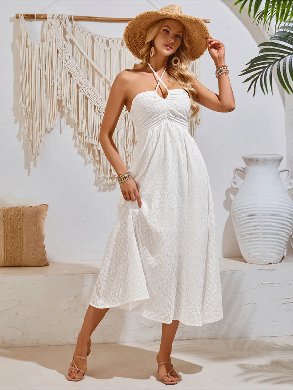 Ayla Halter Eyelet Midi Dress