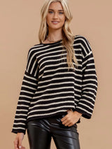 Channel Stripped Boat Neck Sweater
