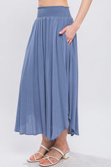 Tulum  High Rise Maxi Skirt - Azure